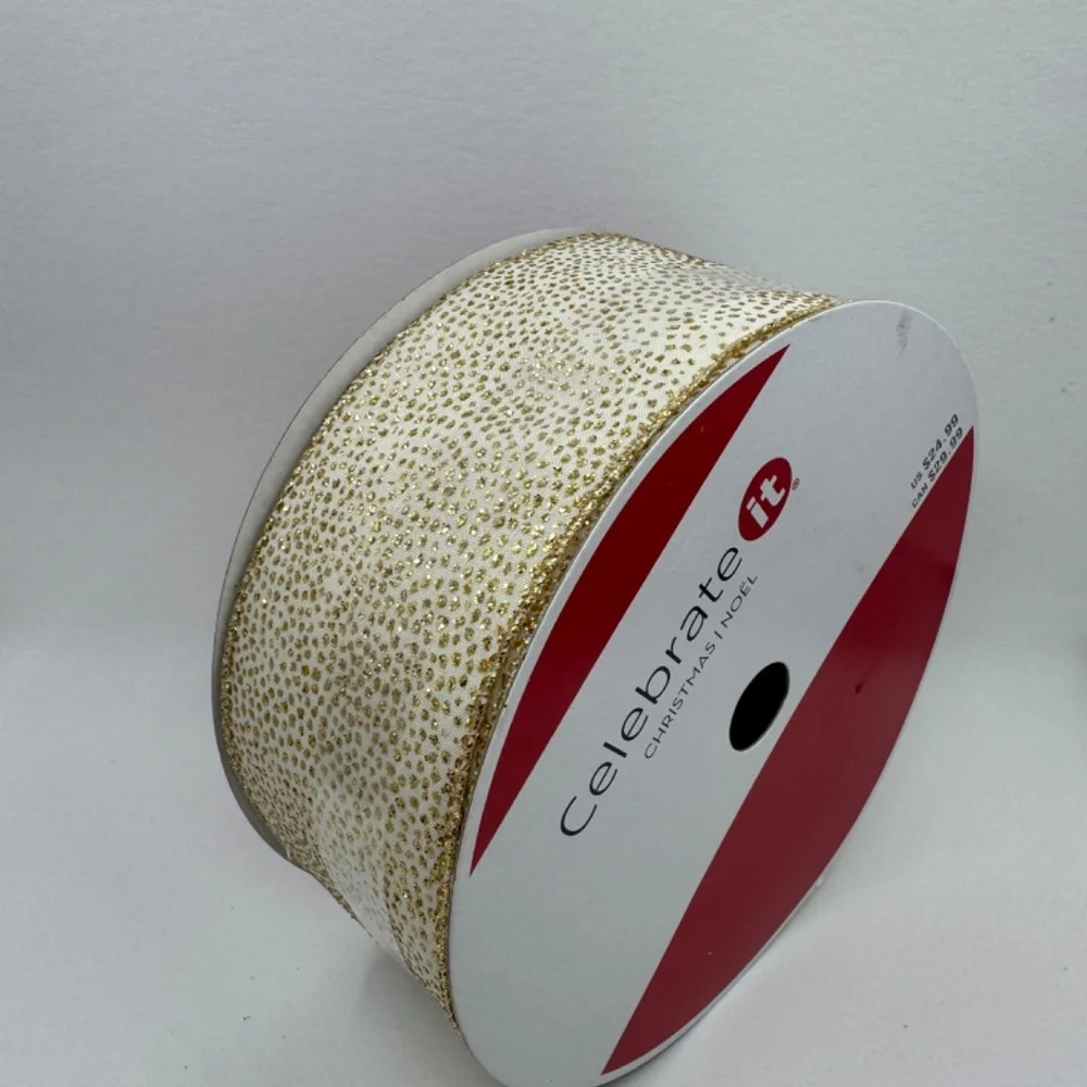 Jumbo Gold Wired Ribbon NEW